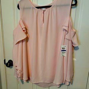 Cold shoulder blouse. Classic and lovely. New with tags. Beautiful soft pink